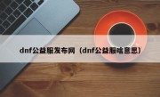 dnf公益服发布网（dnf公益服啥意思）